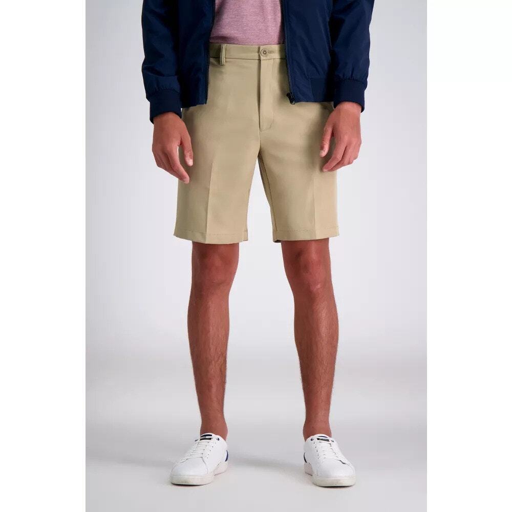 Haggar Mens Shorts Size 38 Khaki Cool 18 Pro Gabardine Flat Front Expandable NEW